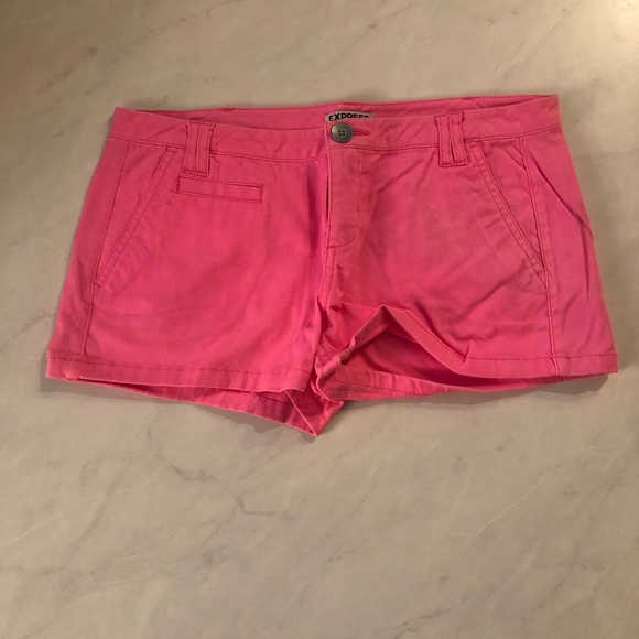 Express Neon Pink Trouser Shorts - Picture 2 of 5